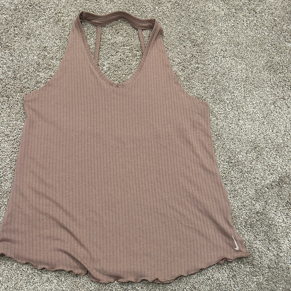 Nike Women's Ribbed Racerback Tank Top - Mauve Pink